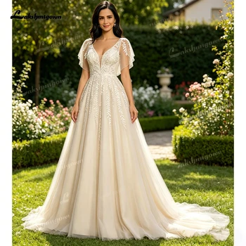 Lakshmigown Lace Applique A Line Maternity Wedding Dress Tulle Pregnant Bridal Gown V Neck Pregnant Bridesmaid Dress Customized 1