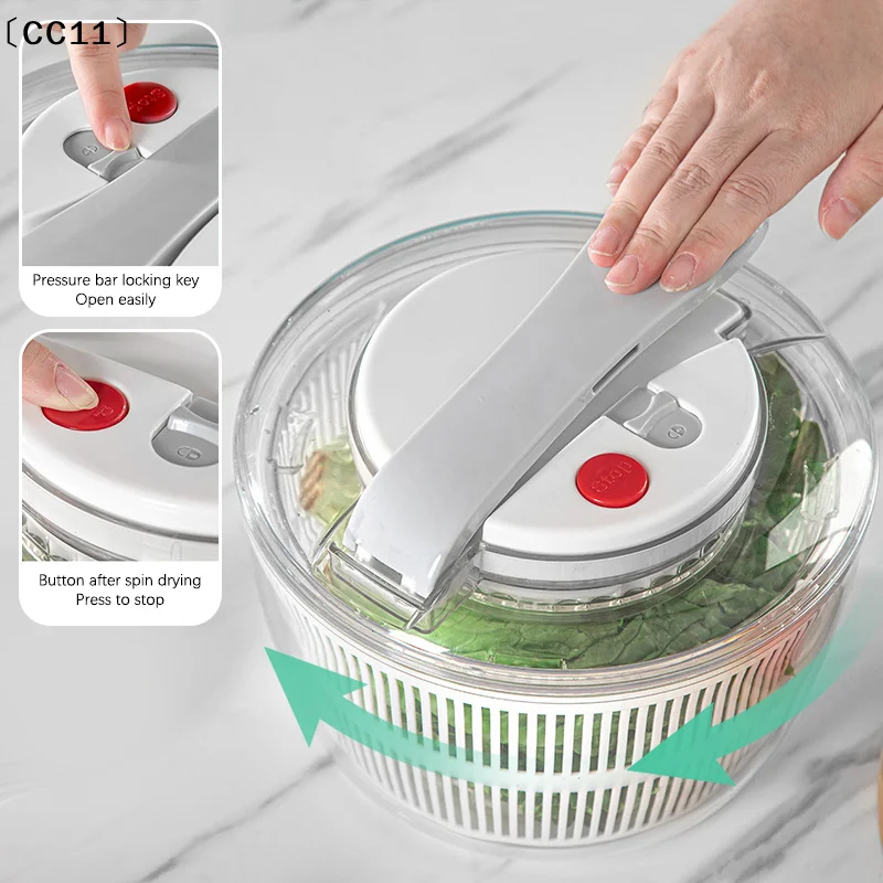 Multi-Function Manual Salad Spinner and Vegetable Dryer with Absorbent Basket