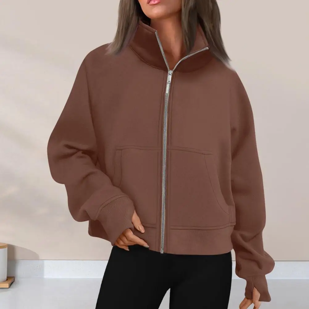 

Warm Comfortable Solid Sweatshirt Cozy Women's Sweater Stylish Long Zipper Soft Texture Comfortable Fit Female Accessory