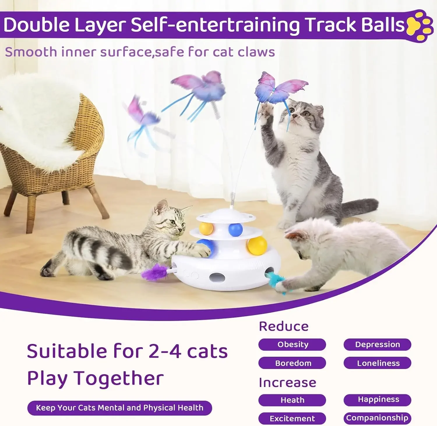 ATUBAN 3-in-1 Automatic Interactive Cat Toys Rechargeable,Fluttering  Butterfly,Moving Ambush Feather,Smart Cat Toy for Indoor - AliExpress