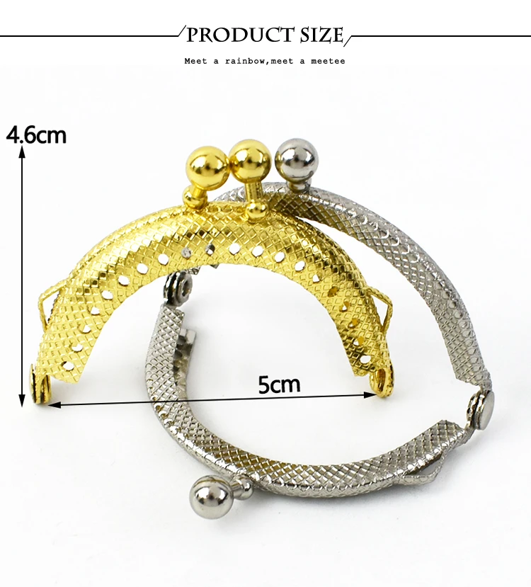 5/10Pcs Deepeel 5cm Embossed Metal Coin Purse Frame Bag Handle Double Ear Wallet Kiss Clasp DIY MouthGold Bags Pendant Accessory