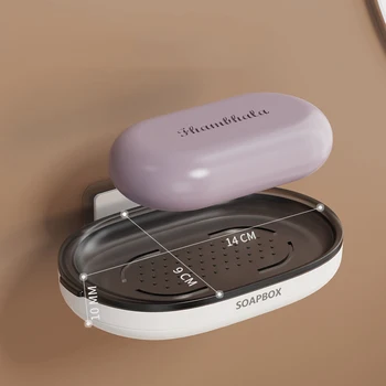 Double Layer Soap Box Toilet Soap Tray Soap Holder Multifunctional Wall Mounted Perforated Bathroom Rack Bathroom Organizer 5