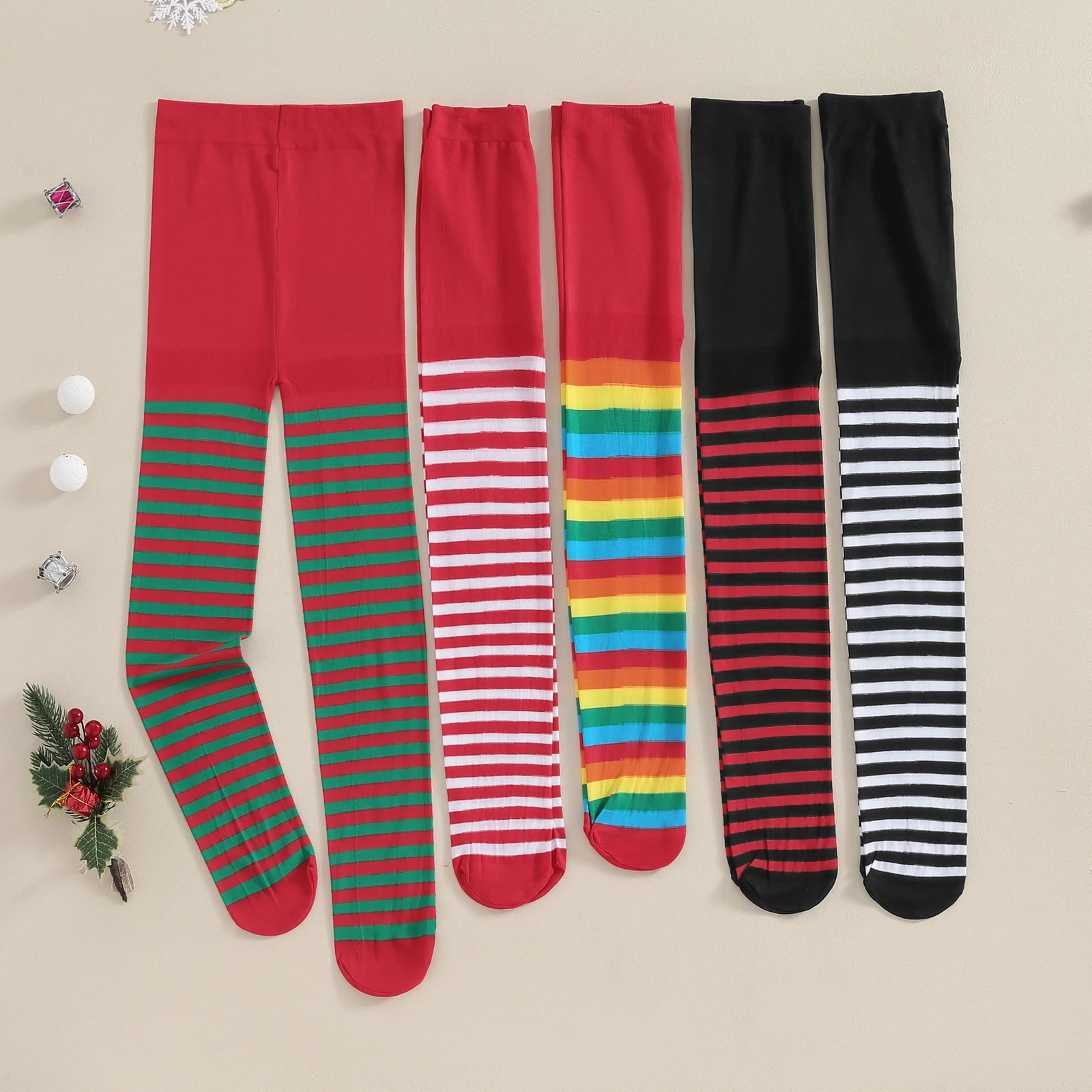 Toddler Kids Striped Tights Leggings Cosplay Costume Christmas Stockings for Girls Party Favors