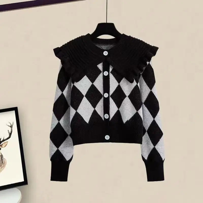 Autumn Winter Outfits 2023 New Age Reducing Loose Knitted Sweater Matching Slim Half Body Skirt Two Piece Sets For Women