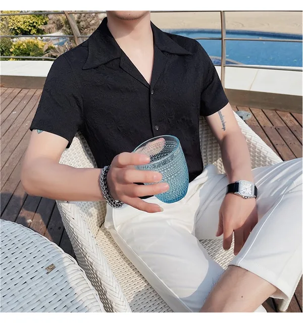 Premium Design Printed Short Sleeve Shirt Men's 2023 Summer New 