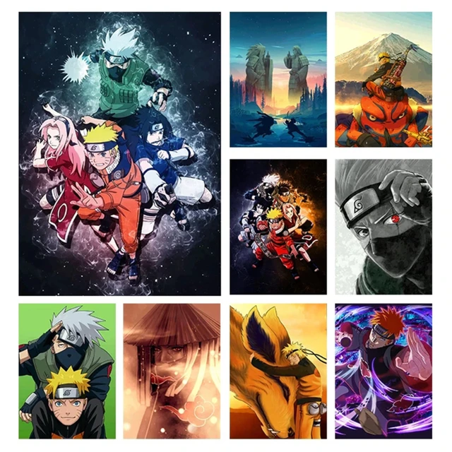 Compra online de Pôsteres de anime Naruto, arte de alta qualidade, adesivos  de parede, presente de Natal, sala de casa, imagens de personagens de desenhos  animados