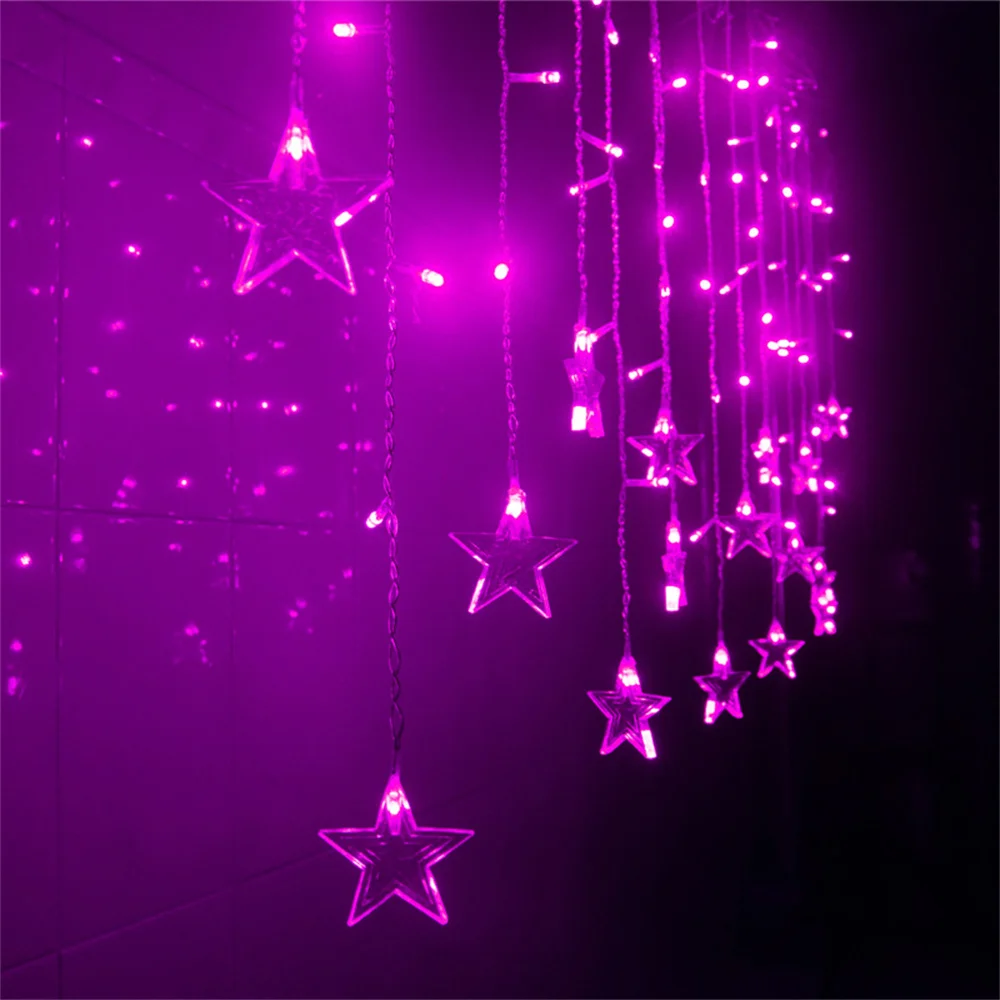 thumbnail image 1 of Star Led Curtain Light 96 Leds 8 Twinkle Modes Waterproof Icicle Lights 16/19 Drops for Balcony,Patio,Wedding Decoration, 1 of 5