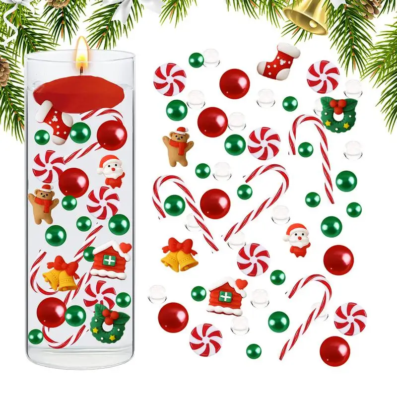

Christmas Vase Filler 6060pcs Candles Centerpiece Beads Candy Cane Red White Green Floating Pearls Water Gels Bead For Home