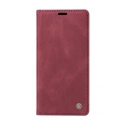 Magnetic Leather Flip Wallet Case - Premium Protection and Style - Samsung A07 (Wine Red)