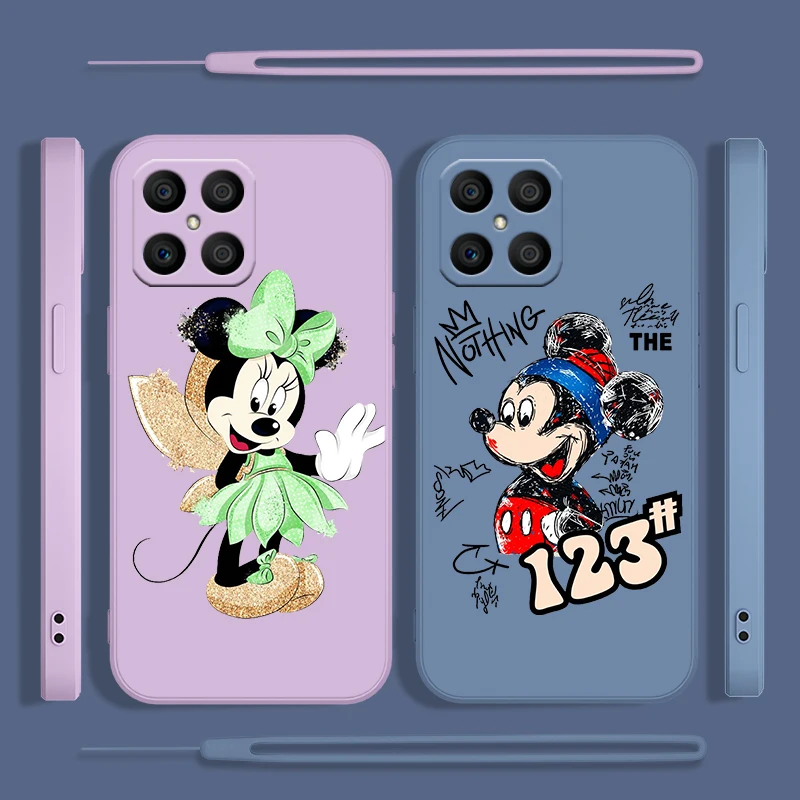 

Red Mickey Mouse For Honor 60 50 SE 30 30S 20 10X 10i 9X 9C 9S 8A Lite Pro Plus Liquid Rope Phone Case