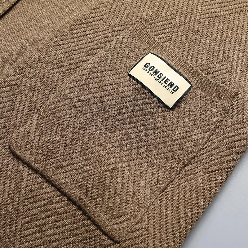Spring and Autumn New Men's Knitted Cardigan High Quality Korean Version Casual Fashion Pocket Shawl Sweater Solid Color Coat
