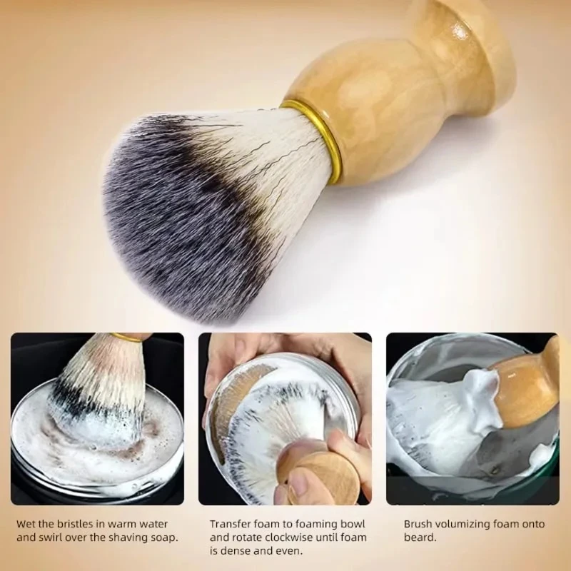Spazzola per barba in legno Spazzola per barba manuale per capelli in nylon Setole Comoda spazzola per barba Strumento per capelli di bellezza - immagine 2