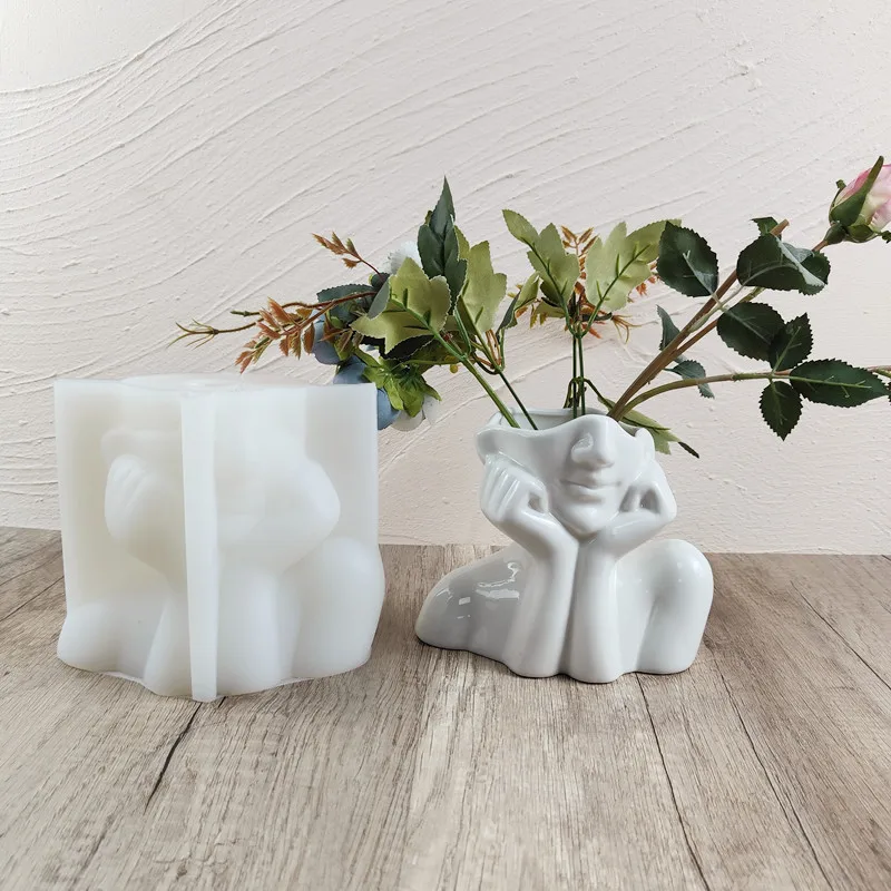 

Silicone Mold Big Creative Body Vase Flower Pot Succulent Pen Holder DIY Making Resin Concrete Vase Cactus Silicone Mold Home