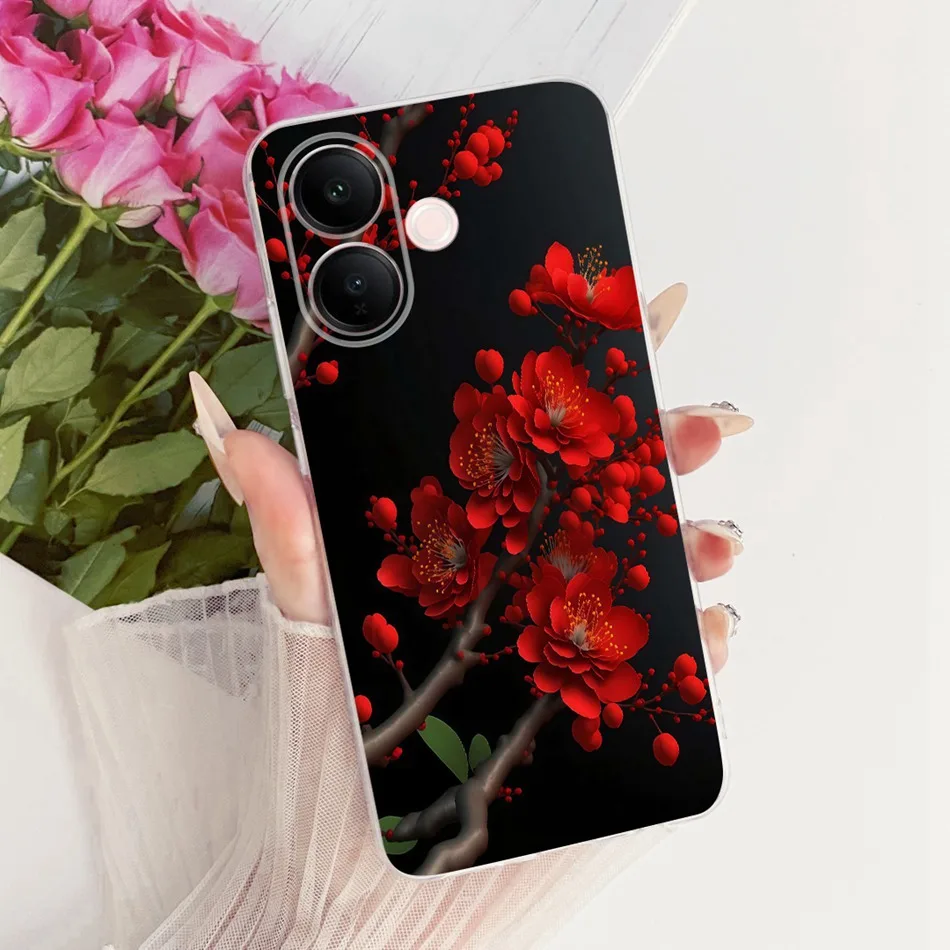 Charming Floral Butterfly Cat Soft Silicone Phone Case