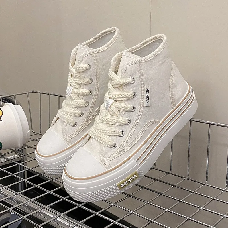 Women Platform Canvas Shoes Height Increasing Chunky Sneakers For youth girls Outdoor trainers Female Ladies Thick Sole Footwear 3