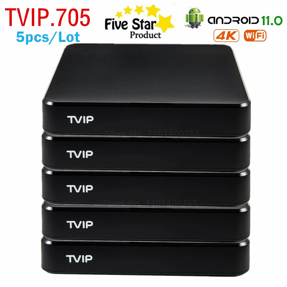 

5PCS/Lot TVIP705 TV BOX Android 11 S905W2 Quad Core 2.4G/5G WiFi 4K Ultra HD box H2.65 Set Top Box With BT Remote Control
