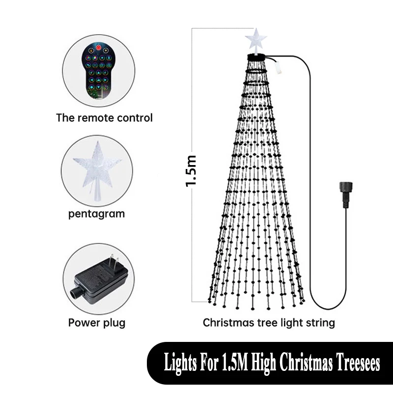 thumbnail image 1 of Guirnalda de luces para árbol de Navidad con aplicación DIY, imagen DIY, cadena de luces LED RGB, control por Bluetooth, cadena de luces LED para Navidad, 1 of 5