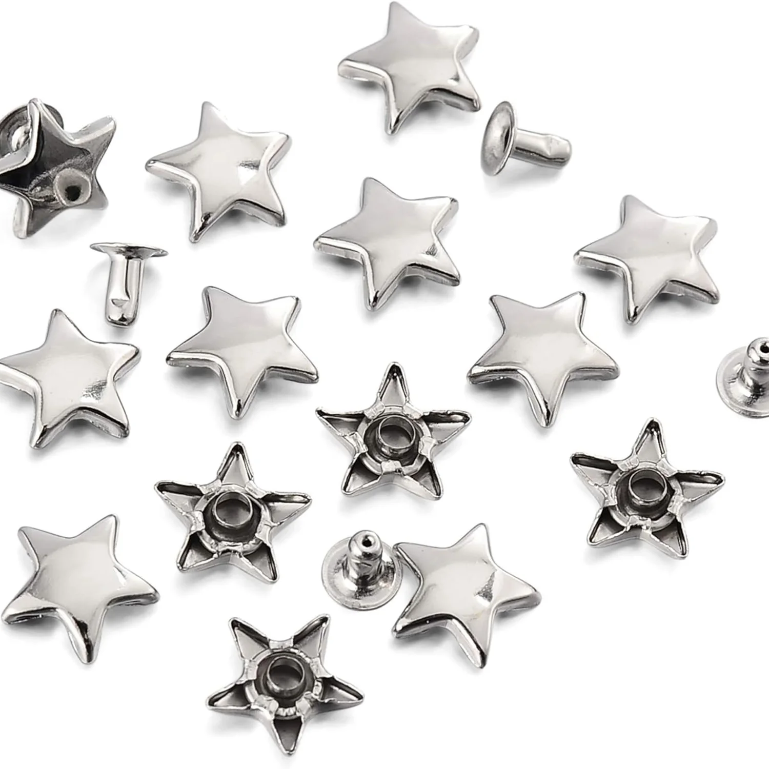 50/100 Sets Gunmetal Stern-Nieten für Leder, Stern-Nieten, Kleidungsnieten, Leder-Nieten, Nieten und Spikes für Lederhandwerk – Detail 15