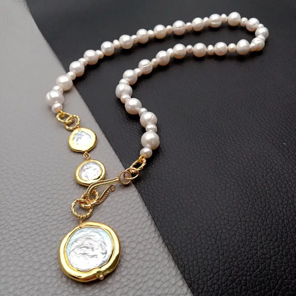 1 Collana Con Catena A Maglie Con Ciondolo In Ottone Con Moneta Testurizzata Per Donna Oro 16 34 Pollice 41 5 Cm