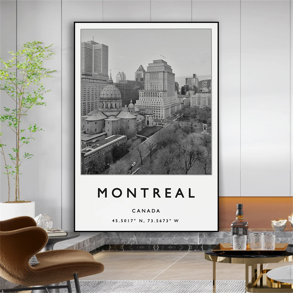 

Montreal Travel Print Canada Travel Poster North America Landscape Coordinates Canvas Painting Vintage Reading Room Decoration
