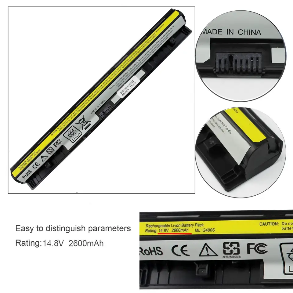 thumbnail image 2 of Laptop Battery For Lenovo IdeaPad G400s, G500s, G50, Z50, S410p & More – 14.8V, 2900mAh, 4-Cell 2 of 13