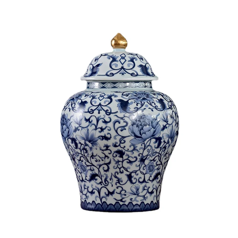 Modern Enamel Painted Flower General Jar Ceramic Sealed Tea Jar Gilded Art Decorative Crafts Storage Bottle Home Decoration tea canister