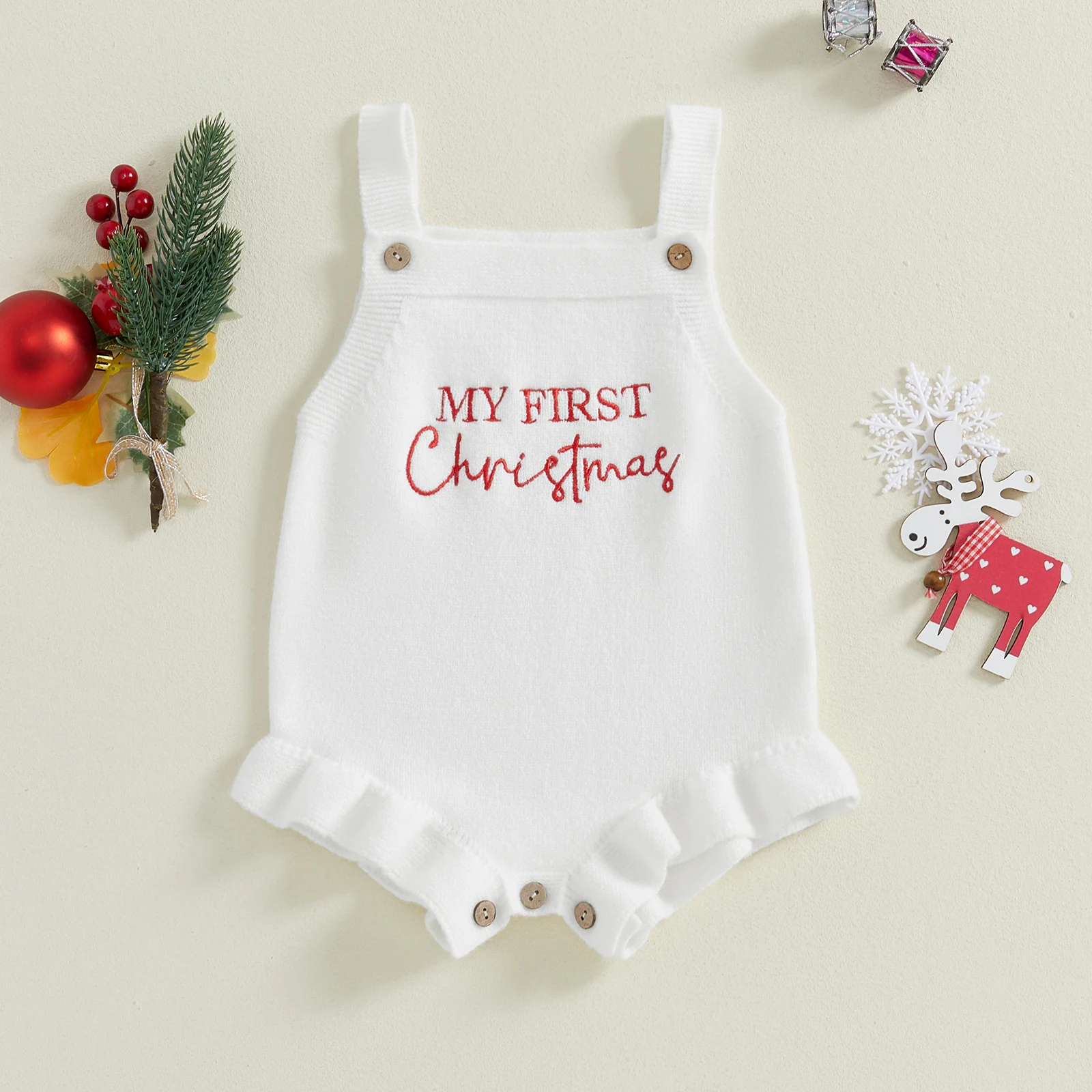 MISOWMNJOY Baby Girl Boy Knit Romper Sweater Newborn Knitwear Sleeveless Cute Letter Print Ruffle Kids Bodysuit Infant Overalls