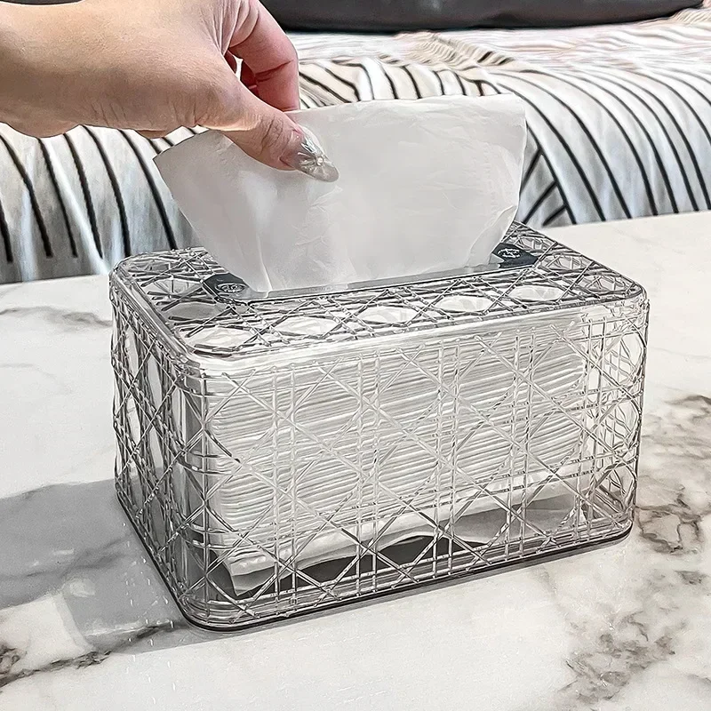 Rattan Pattern Tissue Box Living Room Desktop Tissue Car Toilet tissue box tissue dispenser napkin holder