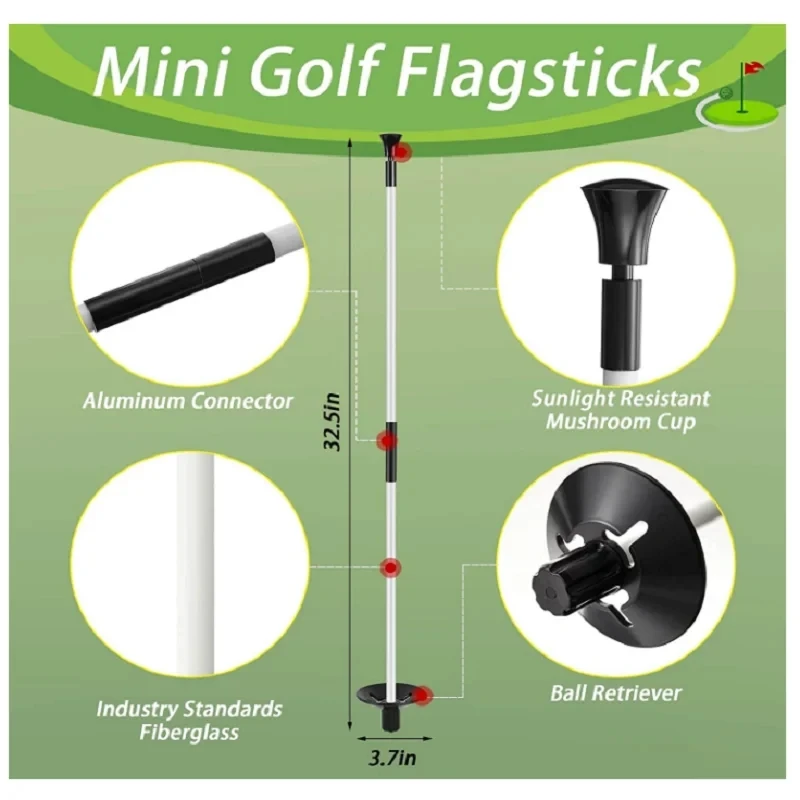 Golf Flagstick Practice Putting Green Flag Stick for Yard Golf Pole Pin Flagpole Portable 2-Section Design 4
