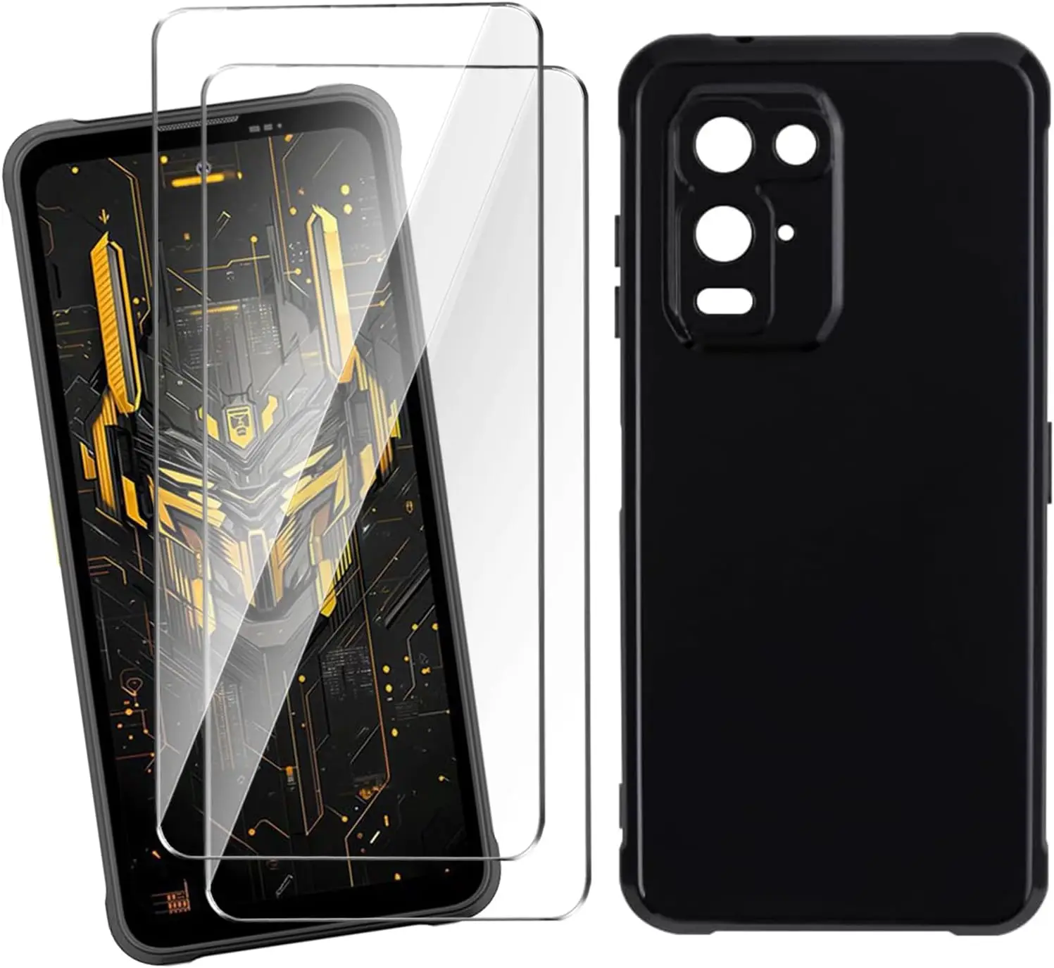 Durable 3-in-1 Protective Case with Dual Tempered Glass Screen Protectors