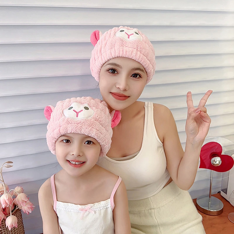 Shower Cap 1pcs Cartoon Cute Animal Shower Cap Microfiber Hair Turban Quickly Dry Hair Hat Wrapped Towel Bathing Shower Cap Bathroom shower cap
