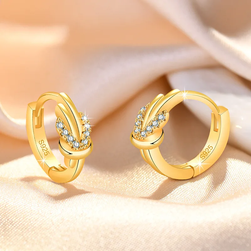 アクセサリー UKI 925 Sterling Silver Crystal Zircon Jewelry Fashion Hoop