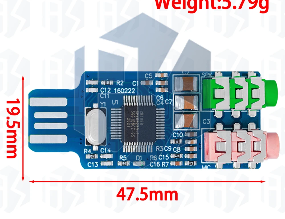 CM108 USB Soundkarte Modul Kostenloser Fahrer für Laptop Computer Externe Soundkarte Chip Board mit 3,5mm Mikrofon Jack – Detail 5
