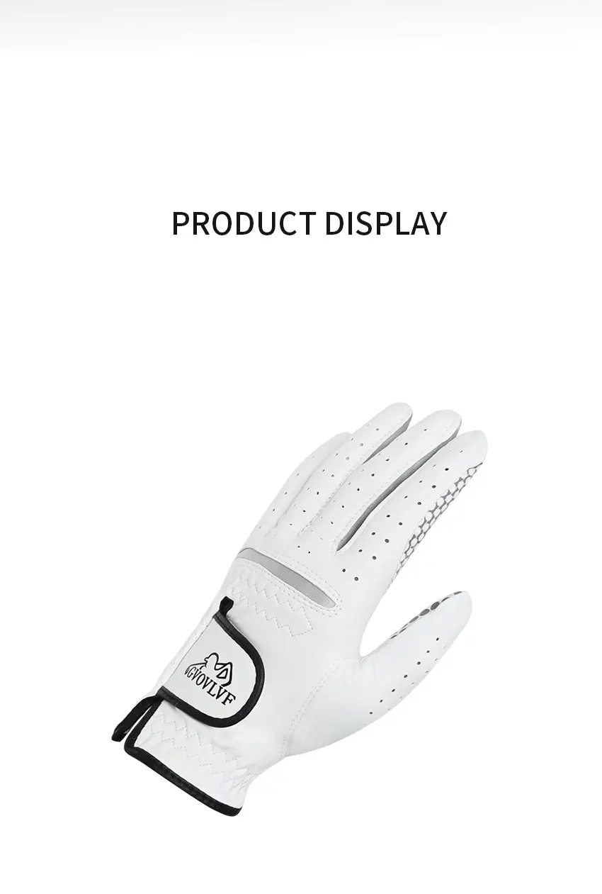 GVOVLVF Golf glove Genuine Sheepskin Leather for Men White Breathable Glove for golfer Anti Slip Soft and Comfortable Gift