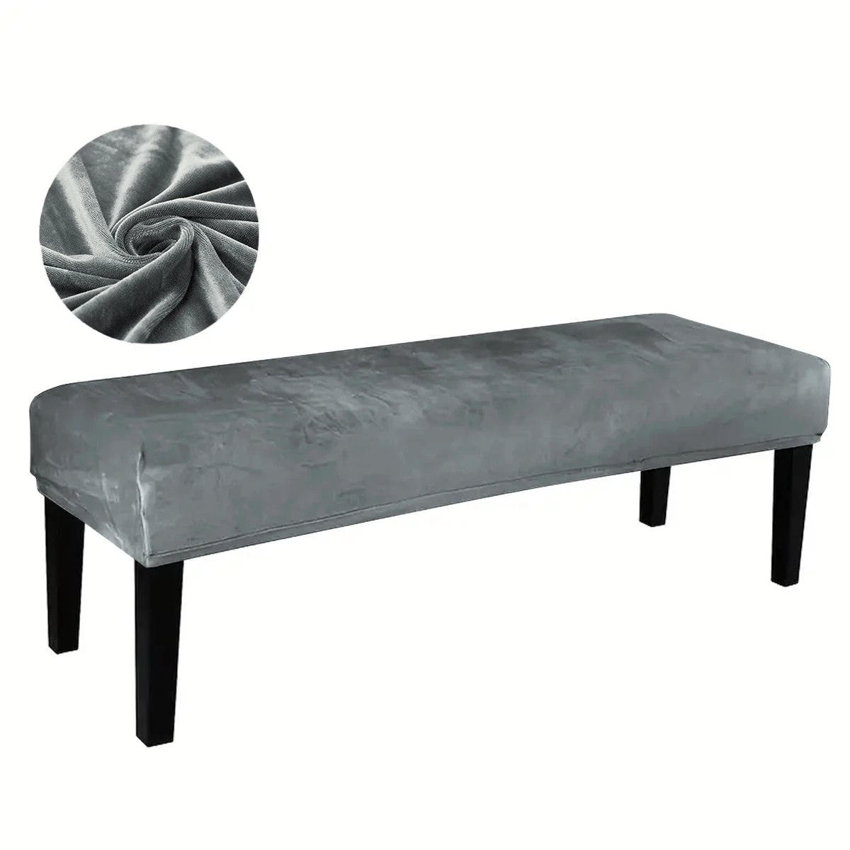 1pc Solid silver fox fur elastic dustproof bench cover with rope decoration and beautification 6