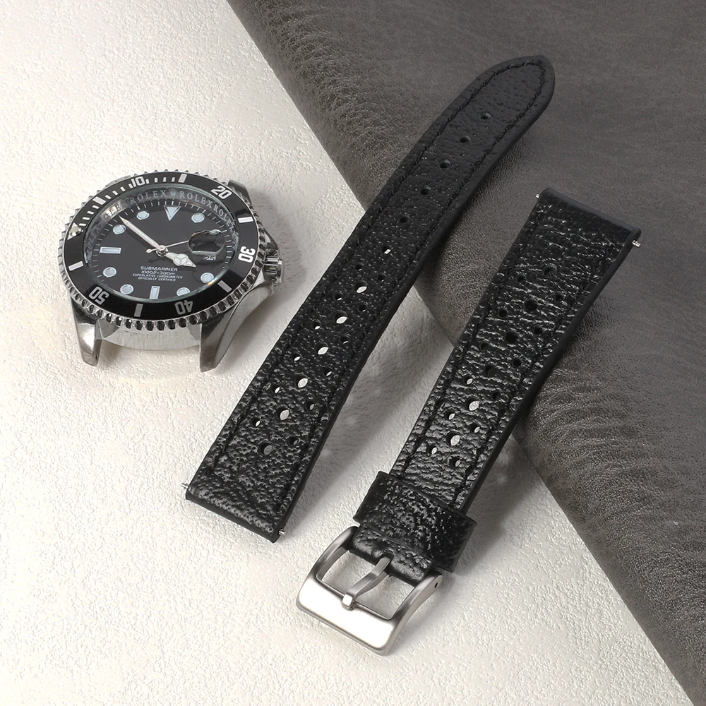 Universal Genuine Leather Watch Strap - Soft Cowhide Bracelet with Breathable Design