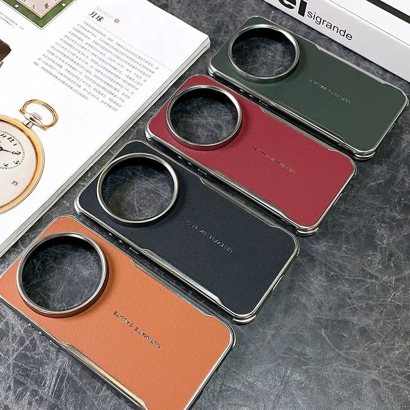 Premium PU Leather Magnetic Wireless Charging Protective Back Cover Case