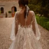 Sweetheart V-Neck Women Wedding Dresses Lace Printing A-Line Bridal Gowns Elegant Multi-Layer Sheer Vestido De Novias Customized 4