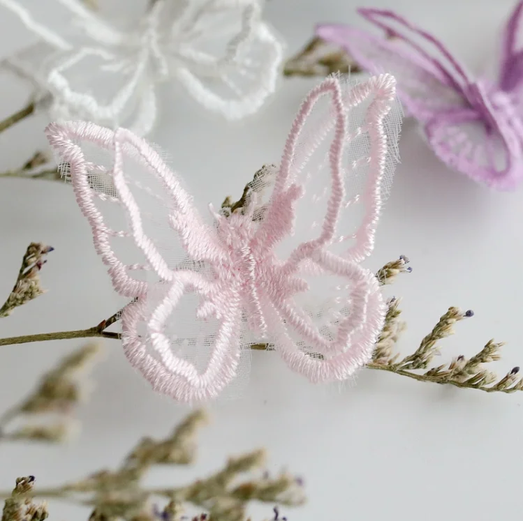 Butterfly 3D Lace Embroidery Patches - Set of 5 for DIY Clothing and Headwear Accessories