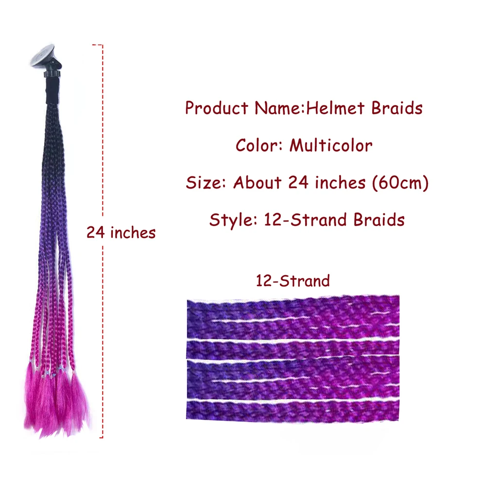 24Inch Synthetic Helmet Braids Pigtails Motorcycle Helmet  Ponytail Motorbike Riding Helmet Pigtails Braids For Women Men