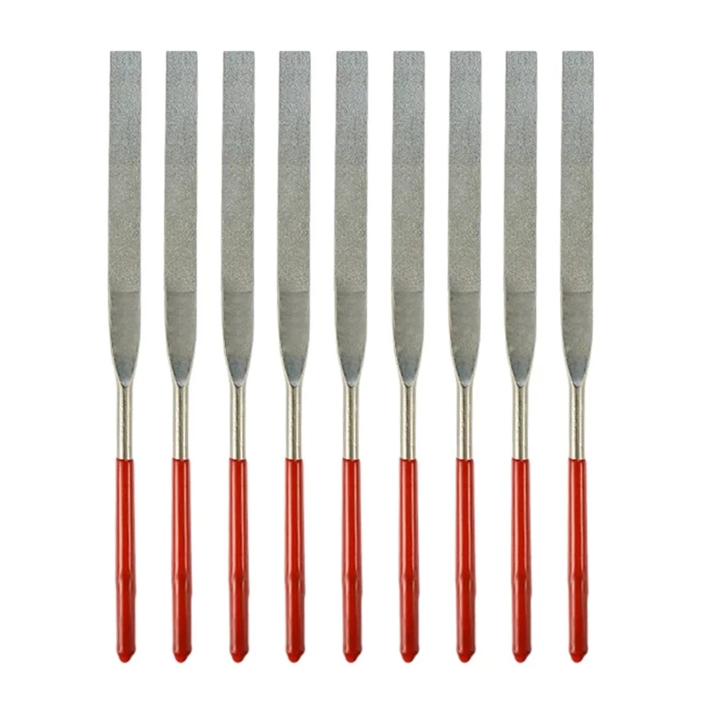 

Needle Files Set Mini Needle Files Room Home Indoor 10 Pcs/Set 3*140mm Electroplated Diamond Grinding Red+Silver