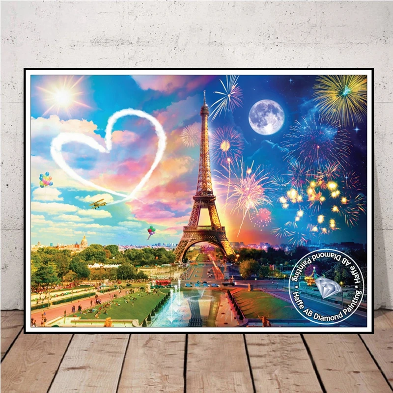 Eiffel Tower France Landscape Crystal Art Diamond Painting AB Drills  Blooming Pairs Sunset City Scenery Cross Stitch Room Decor - AliExpress