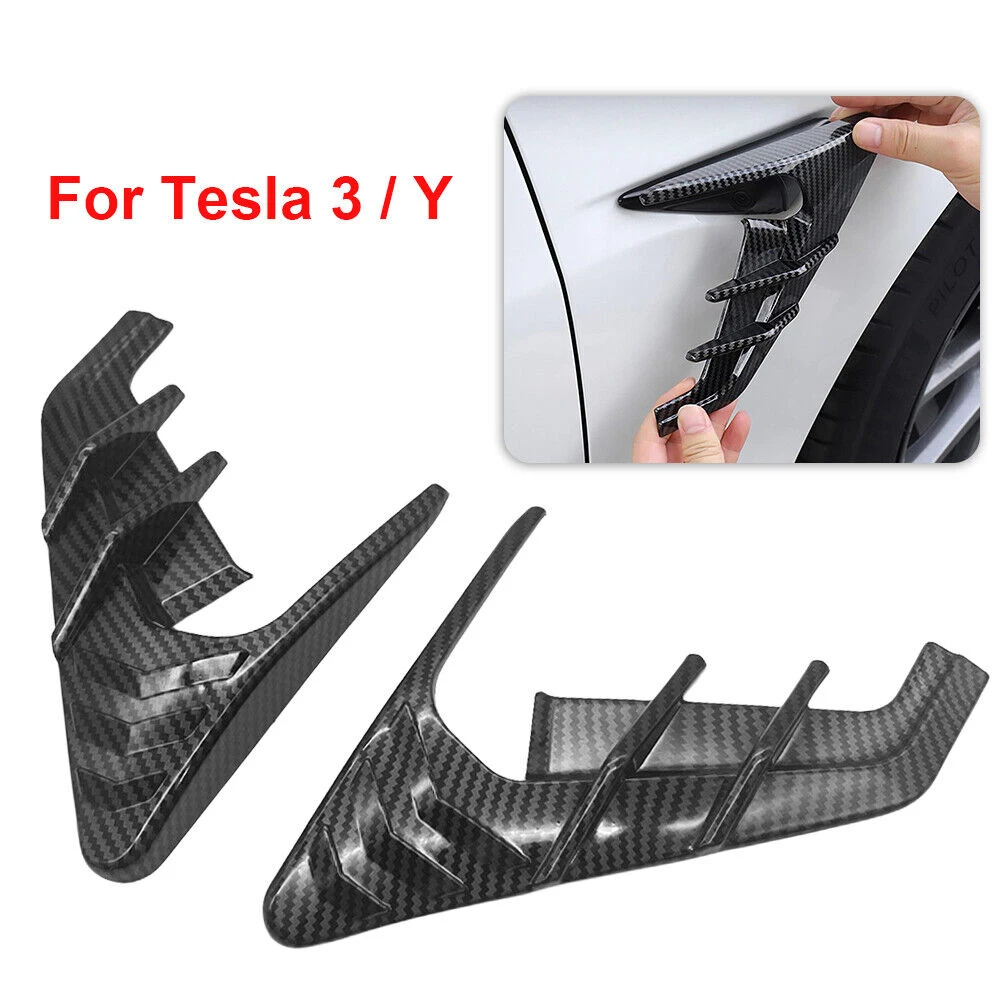 

1pc Black Exterior Accessories Car Side Camera Indicator Protection Cover Trim For Tesla For Model 3 Y 2x Plastic Hight Quailtly