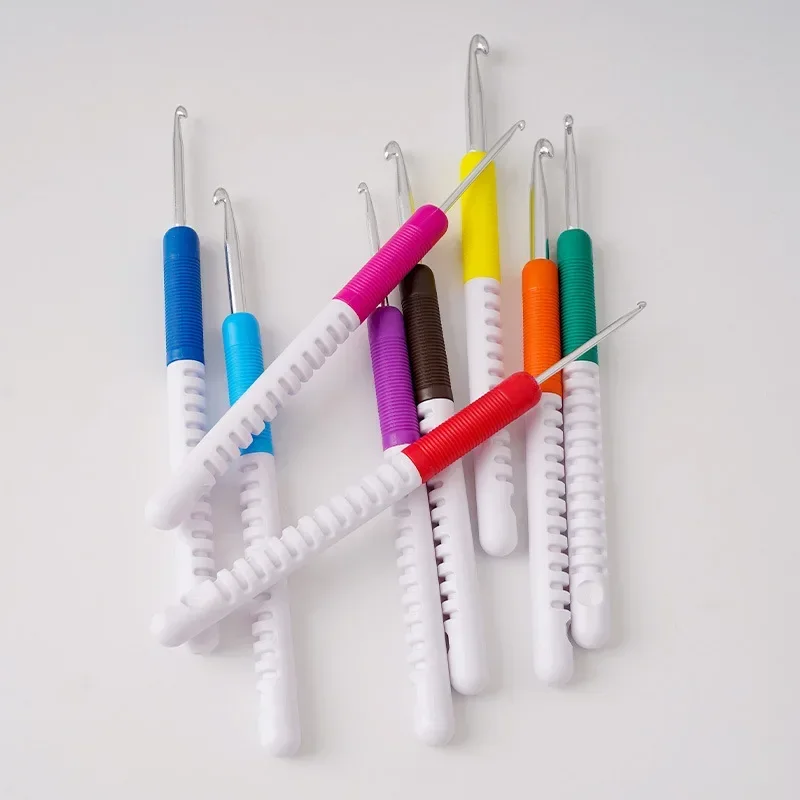 ABS Double Color Plastic Handle Crochet A Set of 9 Specifications Sweater Knitting Tools New Double Color DIY Set Crochet
