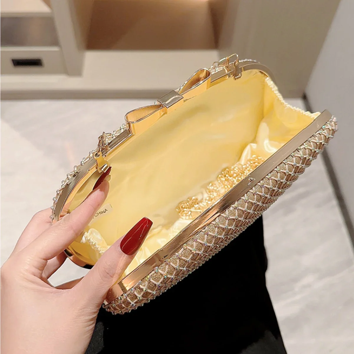 Pochette de Soirée pour Femme, Sac à Main à Bandoulière avec