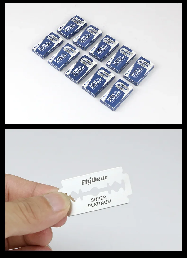 FLYDEAR 10-1000 PCS Edelstahl Rasierklinge altmodische manuelle doppelseitige Rasierklinge Friseur Friseursalon Werkzeuge – Detail 7