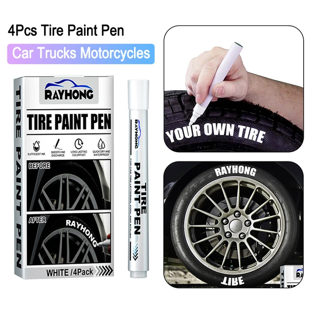 4Pcs Cars Wheel Oily Mark Pen Long-lasting Auto Rubber Tyre Paint Pen Easy  To Smear Tire Art Painting Marker for Auto Motorcycle - AliExpress