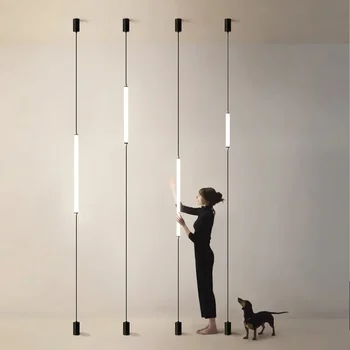 Hanging floor lamp Italy Design Black Long linear pendant light Bedroom Bedside Lamps Modern Hotel Living Room corner floor lamp