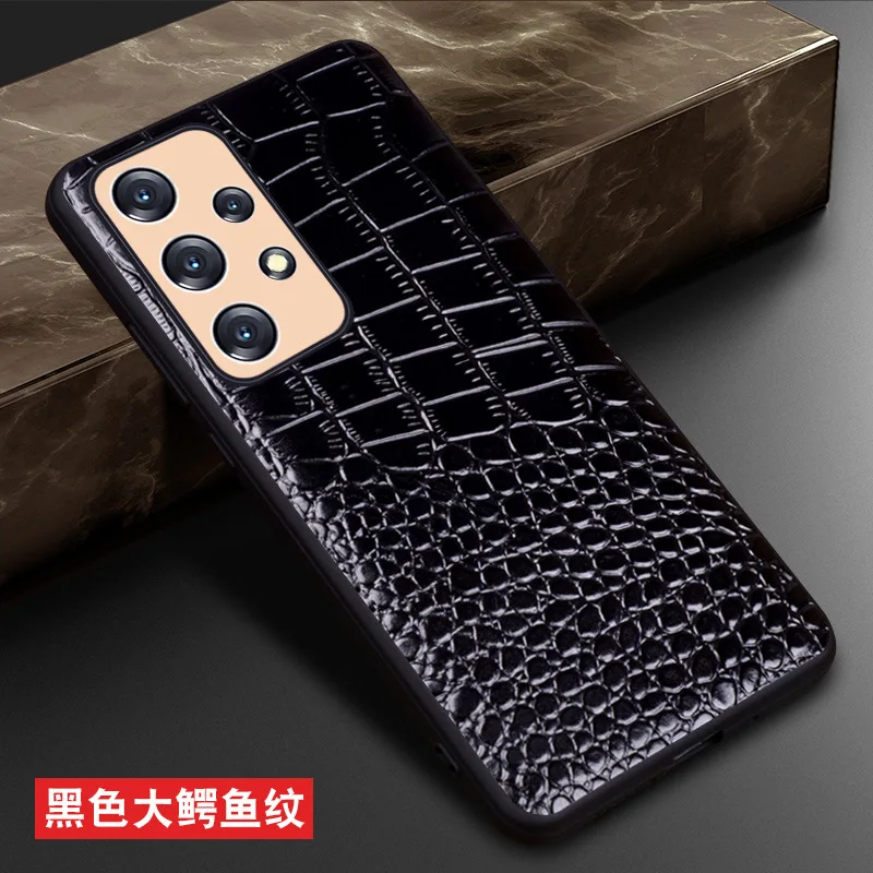 Luxury Genuine Cow Crocodil Leather Magnetic Cover Mobile Phone Book Case For Samsung Galaxy A73 A53 Esports Edition Funda Cases