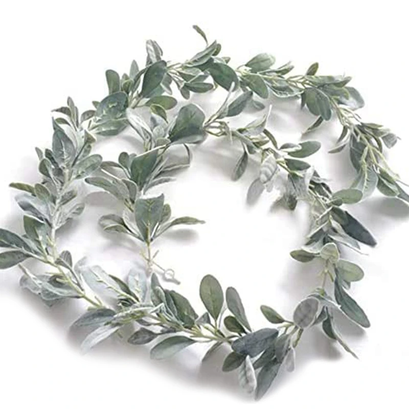 

3Pcs 6.7 Ft Lambs Ear Garland Artificial - Succulent Garland - Fall Eucalyptus Garland - Leaf Mantle Garland